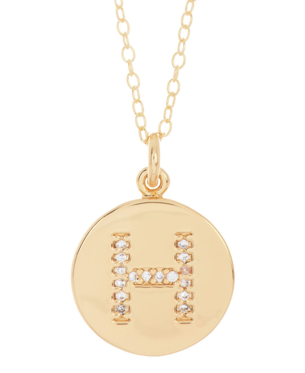 Adornia 18" Chain 14K Gold Plated Disc Necklace with Crystal Engraved Letter Necklace