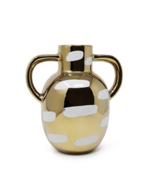 Vase with Brushstroke Design with Handles, 9" H
