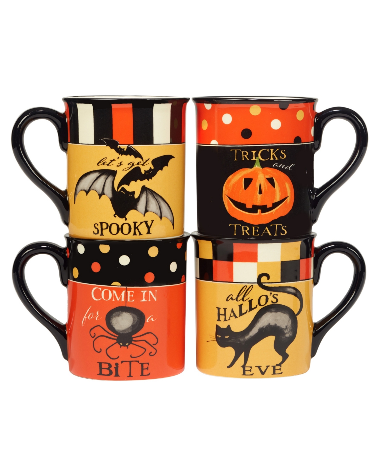 Shop Certified International Spooky Halloween Set Of 4 Mugs, Service For 4 In Orange