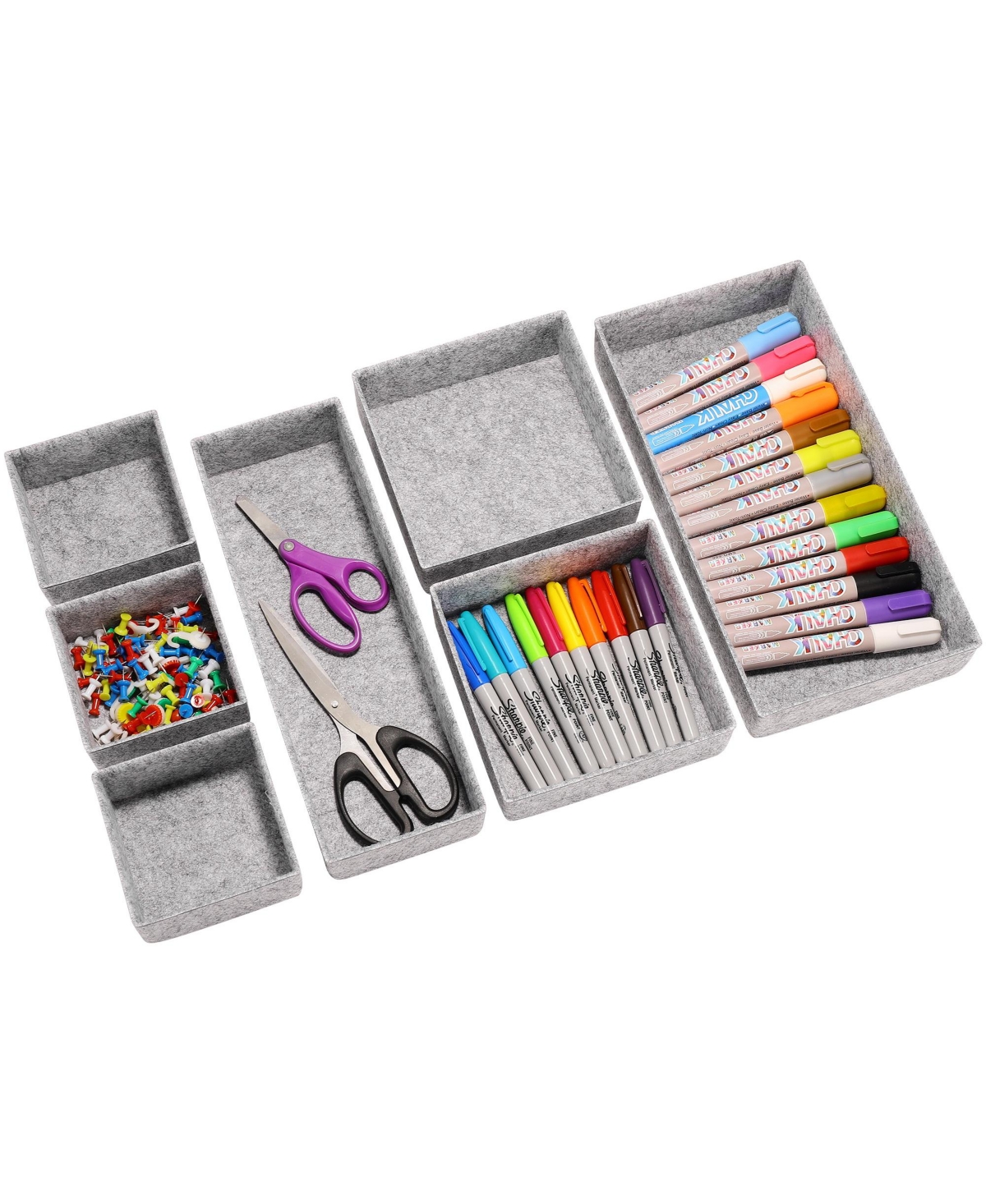 Shop Welaxy Deluxe 7 Piece Rectangular Organizer Bins Gift Boxed Set In Gray