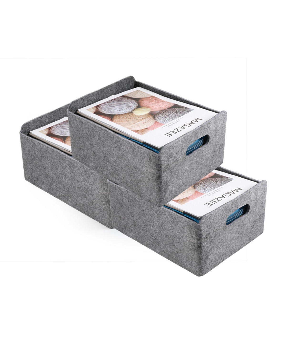 Shop Welaxy Felt 3 Piece Collapsible Storage Bin Set In Gray