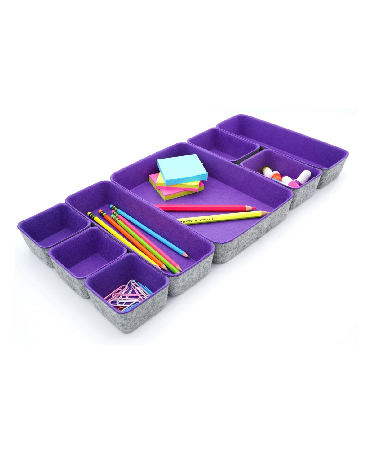 Shop Welaxy Felt 8 Piece Drawer Organizer Tray Set In Purple