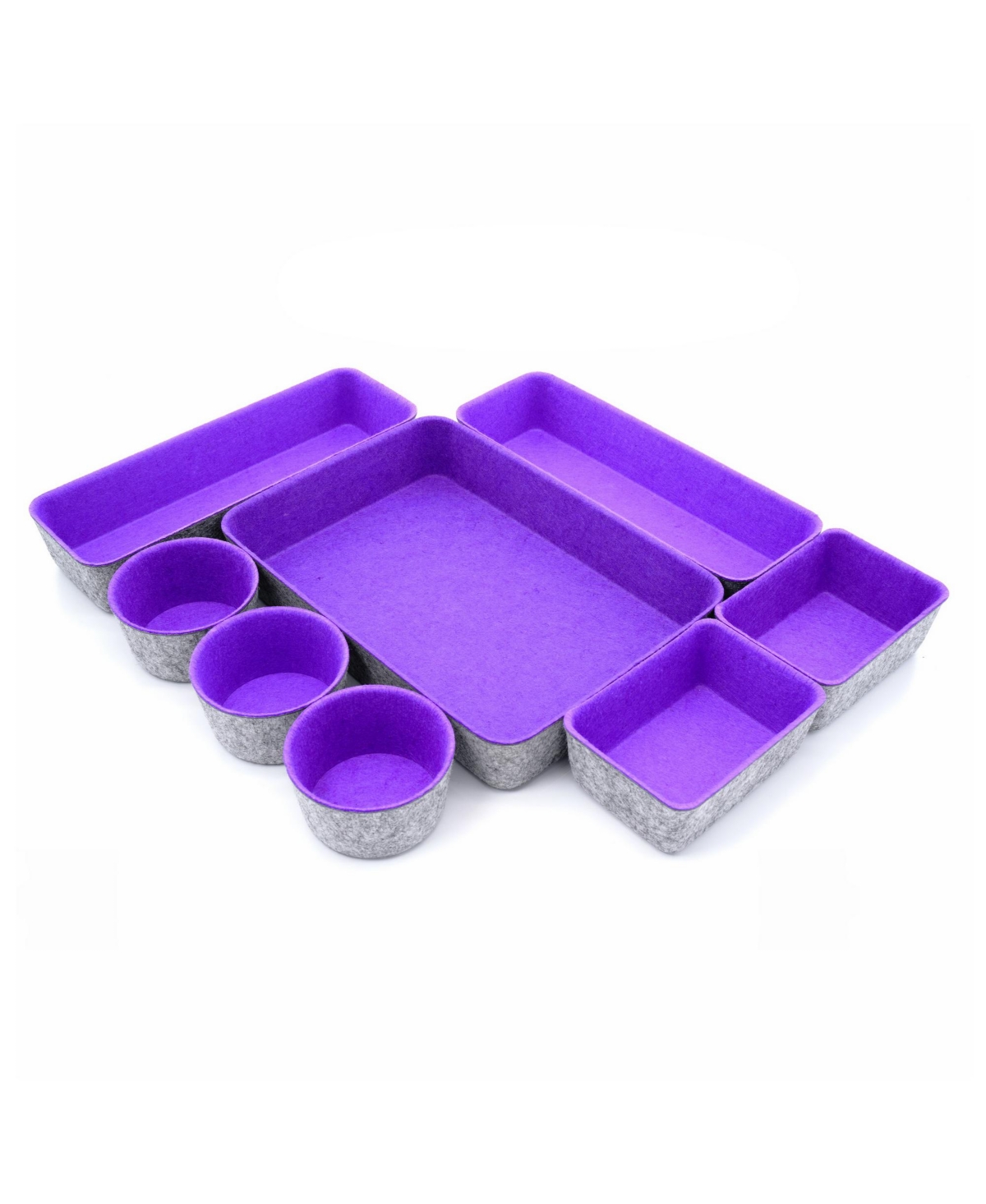 Shop Welaxy 8 Piece Felt Drawer Organizer Set With Round Cups And Trays In Purple