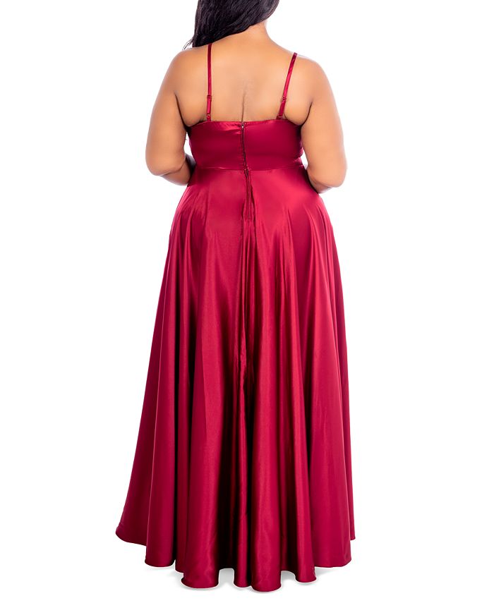 B Darlin Trendy Plus Size Satin Sleeveless Gown - Macy's