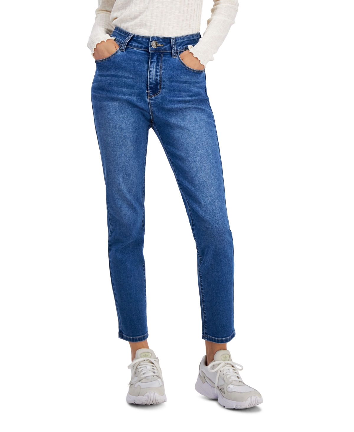 Juniors' High-Waisted Soft-Stretch Skinny Jeans - Medium Wash