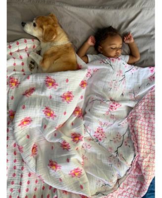 Baby Certified Organic Muslin Four-Layer Reversible All Season Snug Blanket, Lotus