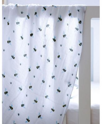 Baby GOTS Certified Organic Cotton Muslin Swaddle, Bee