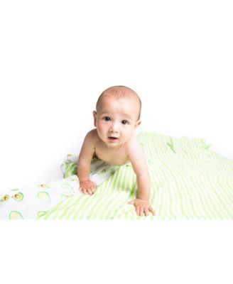 Certified Organic Muslin Four-Layer Reversible All Season Snug Blanket, Avocado