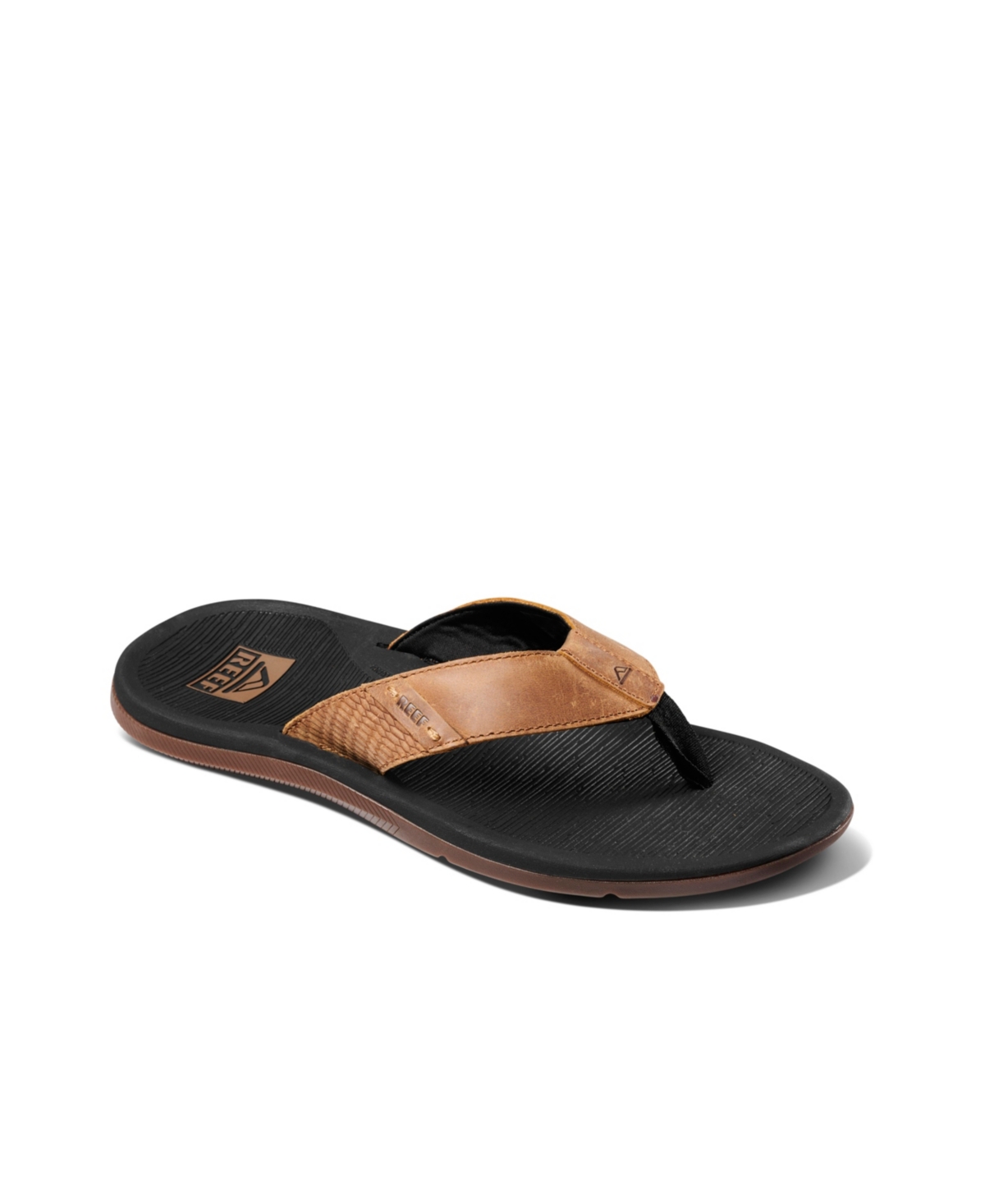 Shop Reef Men's Santa Ana Le Comfort Fit Sandals In Black And Tan