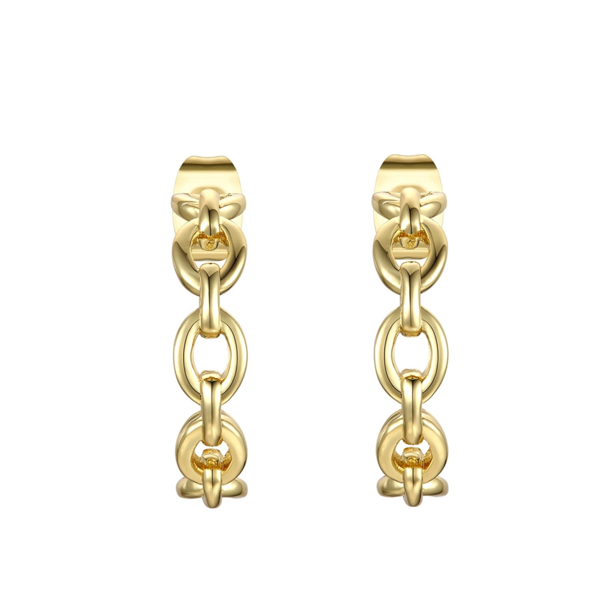 Rachel Glauber 14kPlated Sterling Silver Modern Chain Link C-Hoop Earrings - Gold