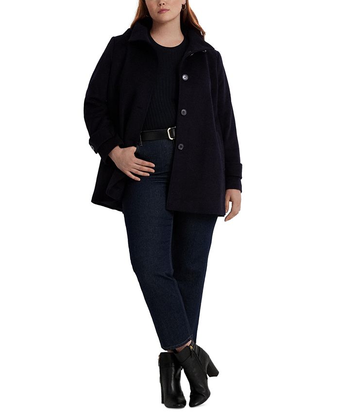 Lauren Ralph Lauren Women's Plus Size Hooded Walker Coat - Regal Navy - Size 16W