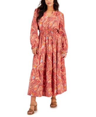 JAMIE & LAYLA - Petite Paisley-Print Tiered Maxi Dress
