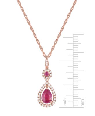 Ruby (1-1/4 ct. t.w.) and Diamond (1/3 ct. t.w.) Pendant Necklace in 14k Rose Gold (Also Available In Tanzanite)