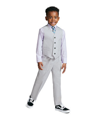 Nautica Toddler Boys Pinstripe Vest, Shirt, Pant and Necktie Set - Macy's