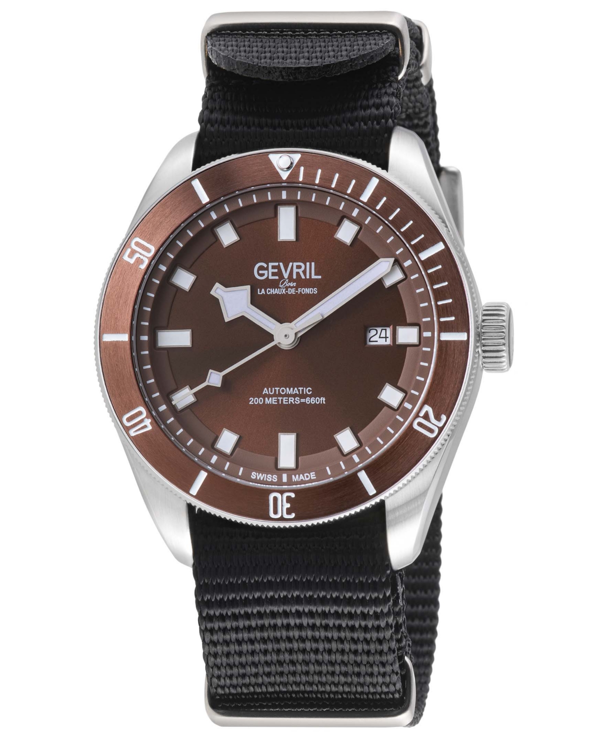 Gevril Men's Yorkville Swiss Automatic Black Nylon Watch 43mm