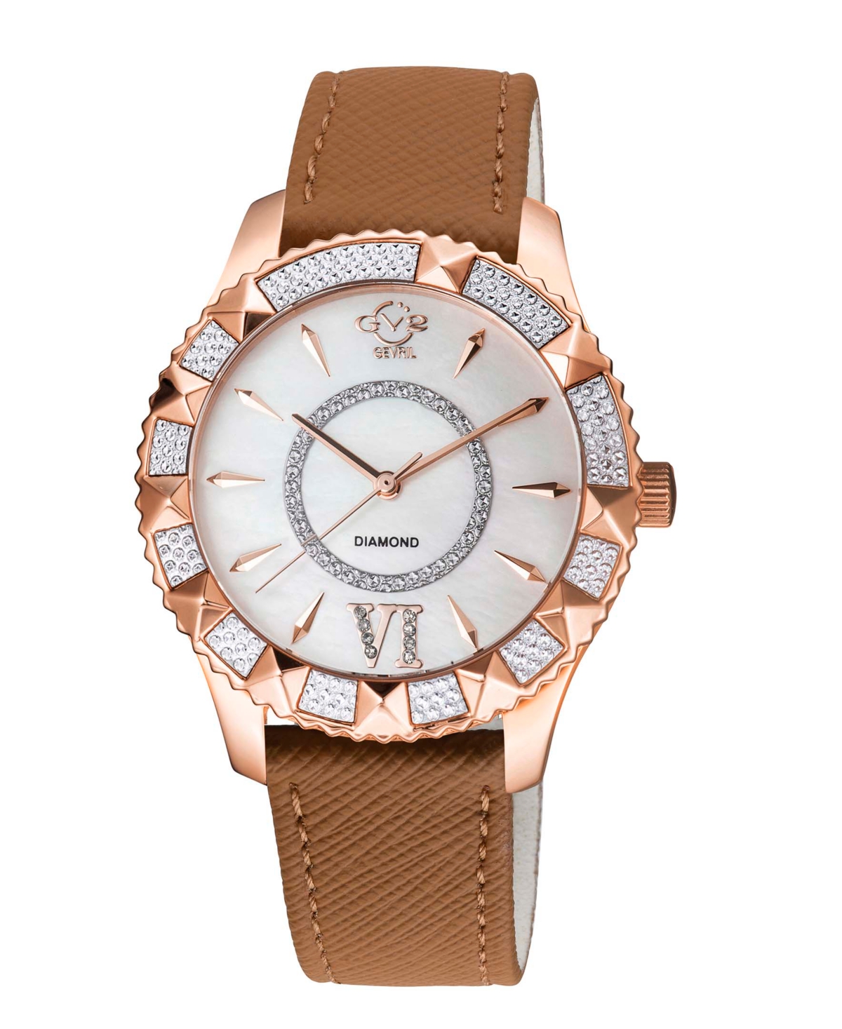Gv2 By Gevril Women's Venice Swiss Quartz Brown Faux Leather Watch 38mm In Tan