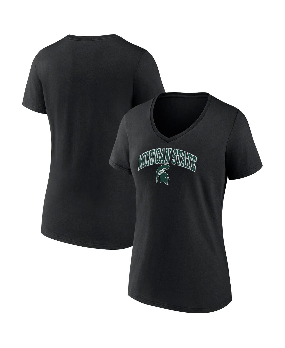 Women's Fanatics Black Michigan State Spartans Evergreen Campus V-Neck T-shirt - Black
