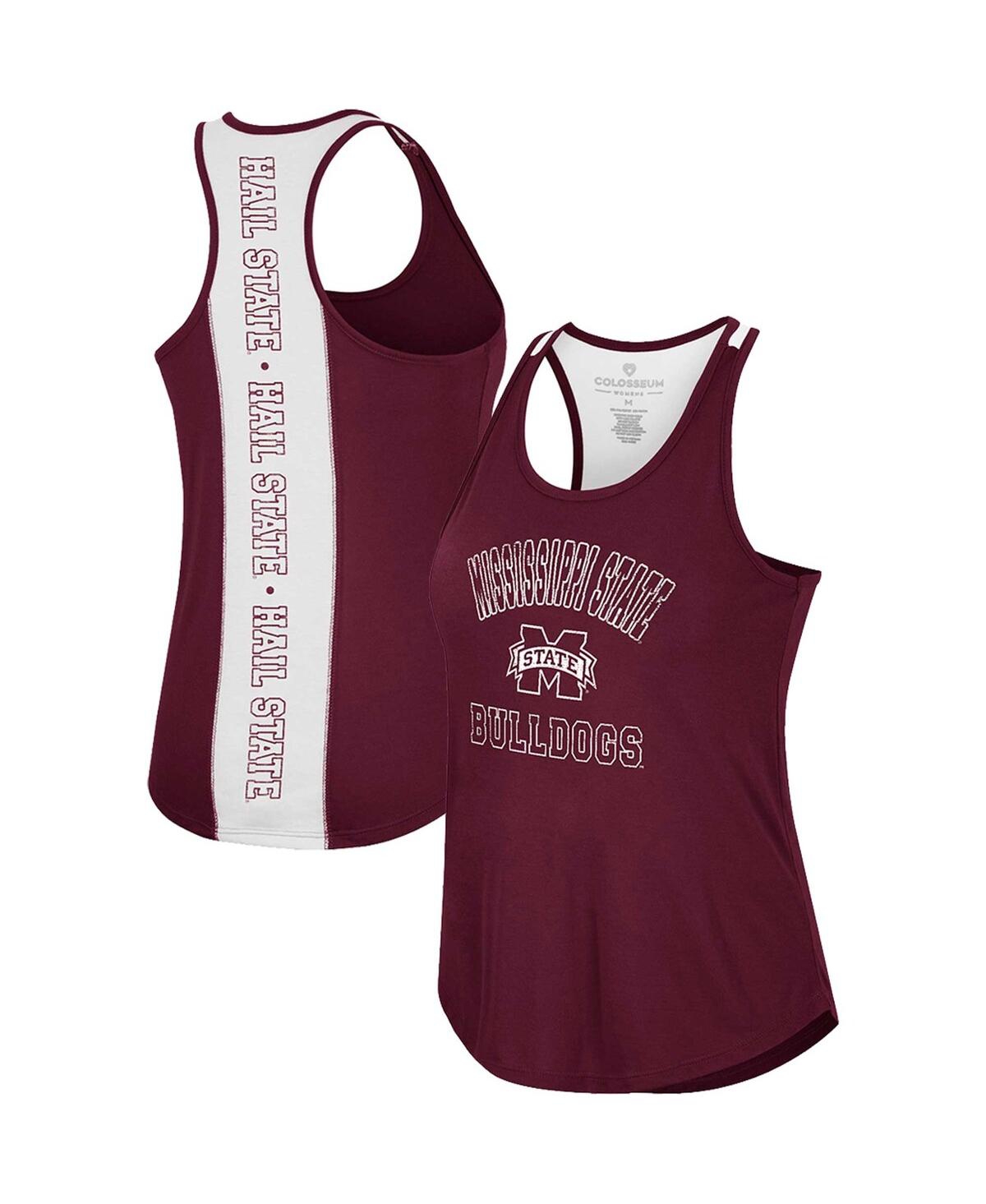 Women's Colosseum Maroon Mississippi State Bulldogs 10 Days Racerback Scoop Neck Tank Top - Maroon