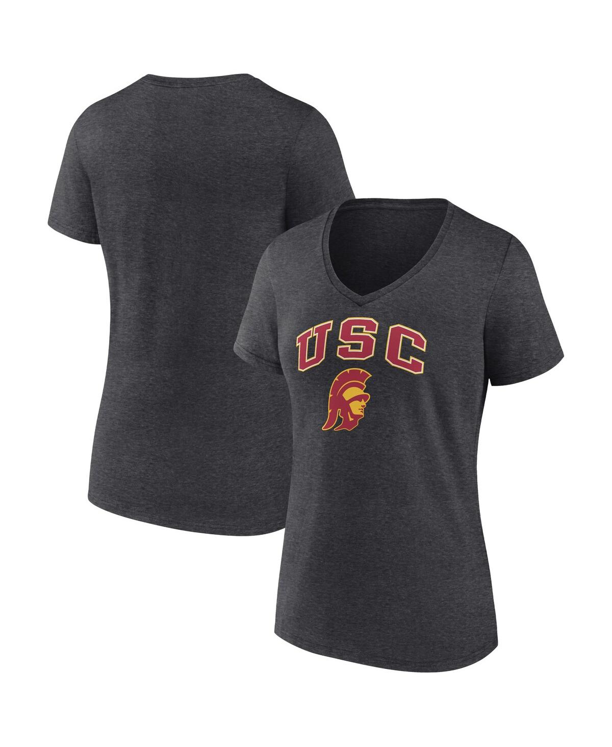 Women's FanaticsUsc Trojans Evergreen Campus V-Neck T-shirt - Heather Charcoal
