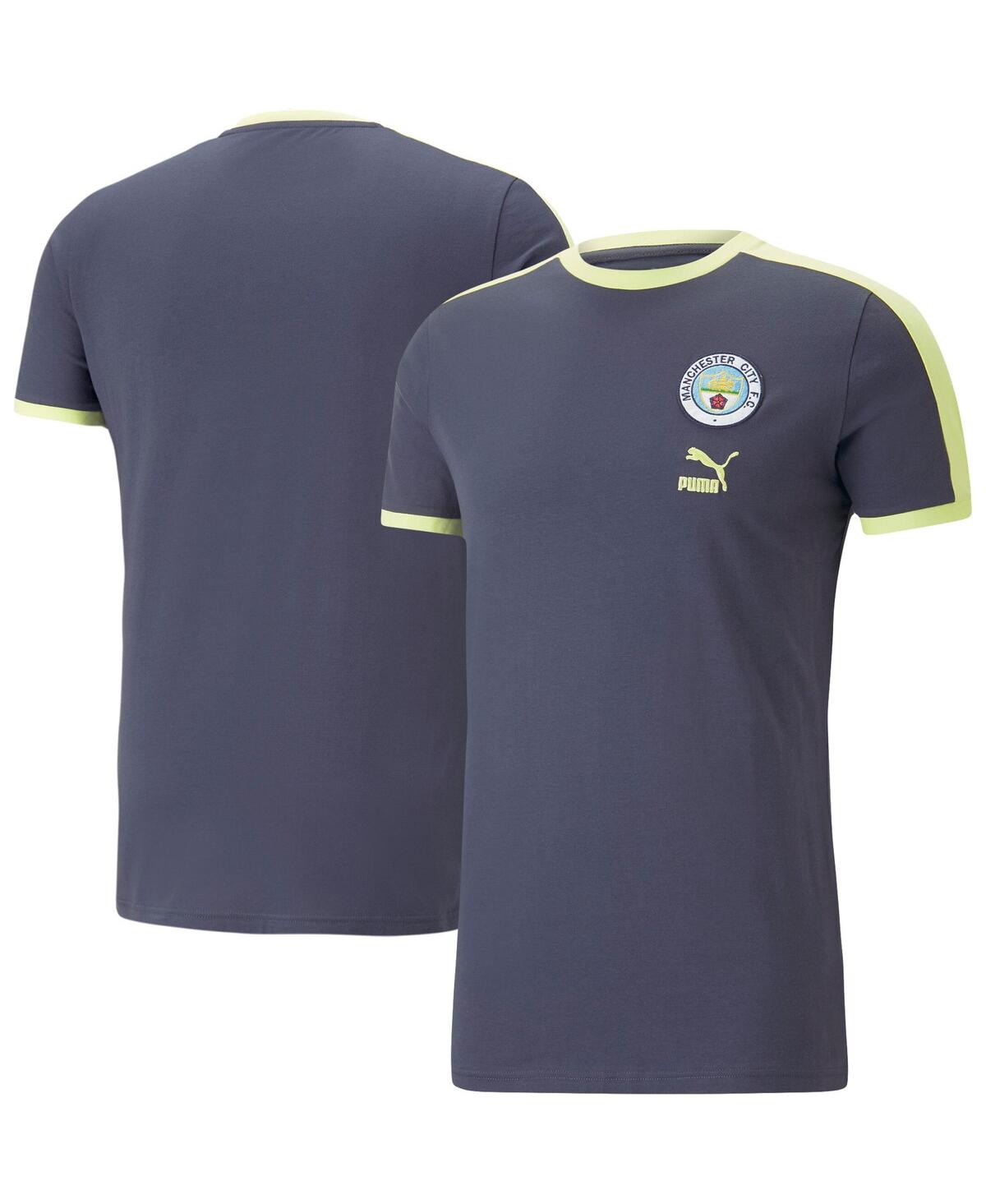 Shop Puma Men's  Navy Manchester City Ftblheritage T-shirt