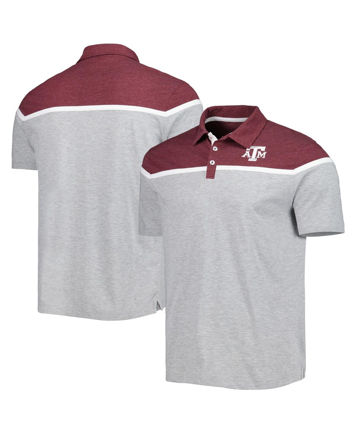 Colosseum Men's  Heathered Gray, Maroon Texas A&m Aggies Birdie Polo Shirt In Heather Gray