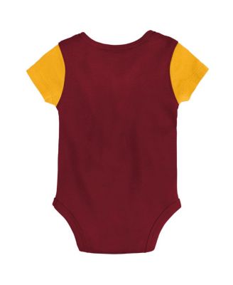Newborn and Infant Boys and Girls Burgundy, Gold Washington Commanders Little Champ Three-Piece Bodysuit Bib and Booties Set