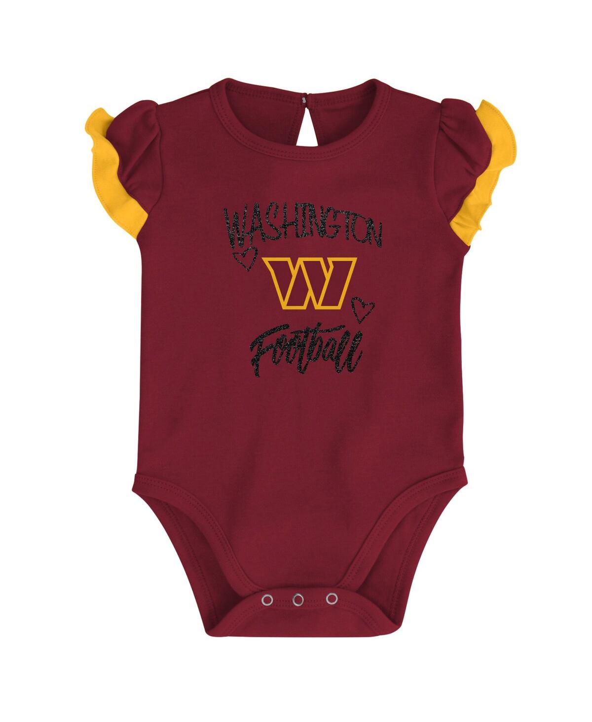 Newborn and Infant Boys and Girls Gold Washington Commanders Too Much Love Two-Piece Bodysuit Set - Gold