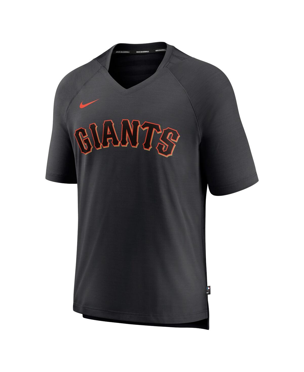 Nike Men's  Black San Francisco Giants Authentic Collection Pregame Raglan Performance V-neck T-shirt In Black