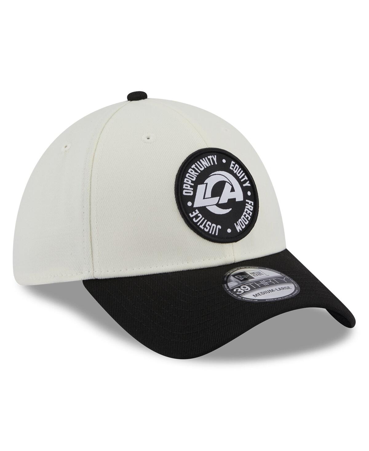 Shop New Era Men's  Cream, Black Los Angeles Rams 2022 Inspire Change 39thirty Flex Hat In Cream,black