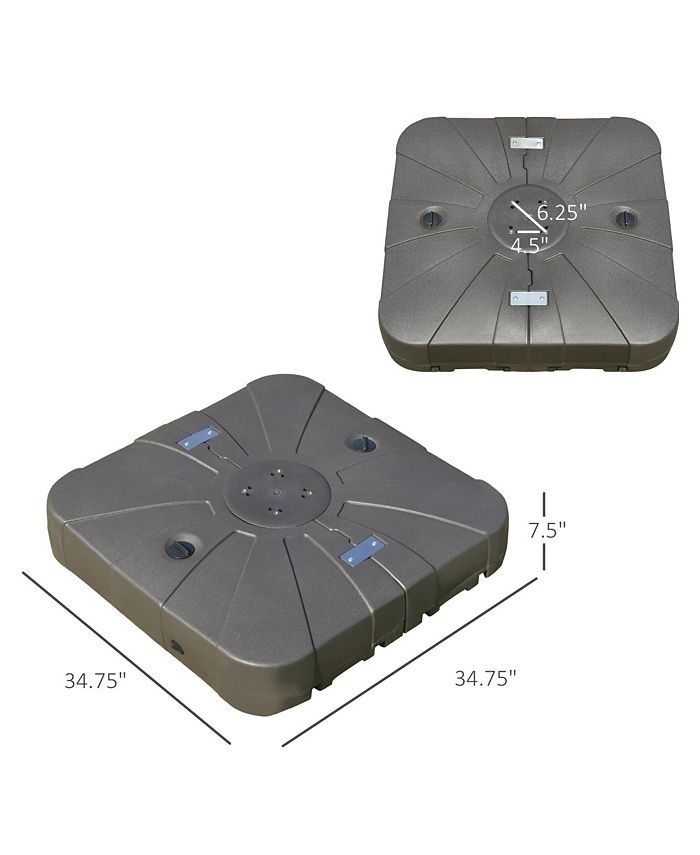 Outsunny Square Cantilever Patio Umbrella Base with 4 Wheels for Easy