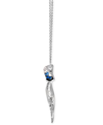Ombr&eacute;&reg; Multi-Gemstone (3/8 ct. t.w.) & Nude Diamond (1/4 ct. t.w.) Jellyfish Pendant Necklace in 14k White Gold, 18" + 2" extender