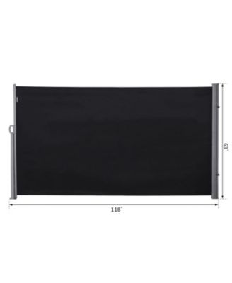 Retractable Folding Side Awning Patio Outdoor Privacy Screen with Resistance to UV Rays & Wind, Black