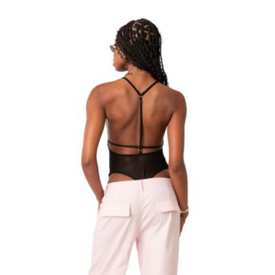 Women's Alva Open Back Sheer Mesh Bodysuit