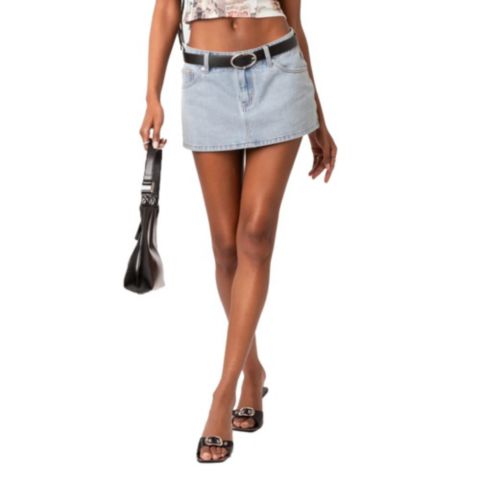 Женская юбка Edikted Chiara Denim Micro, цвет: Серый потёртый
