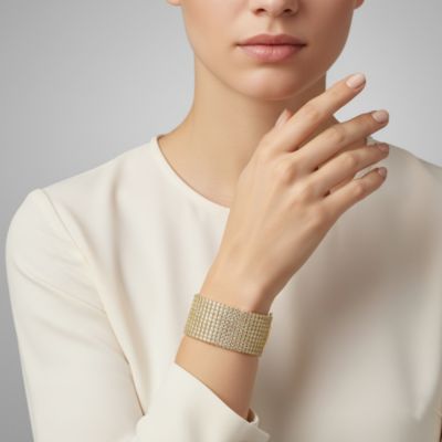 14k Gold Plated Cubic Zirconia Lux Mesh Link Bracelet