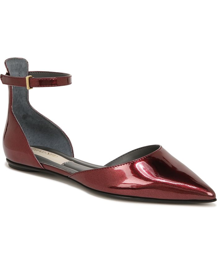 Burgundy flats with ankle outlet strap