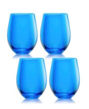 Blue Italian 19oz Stemless Glasses Set of 4