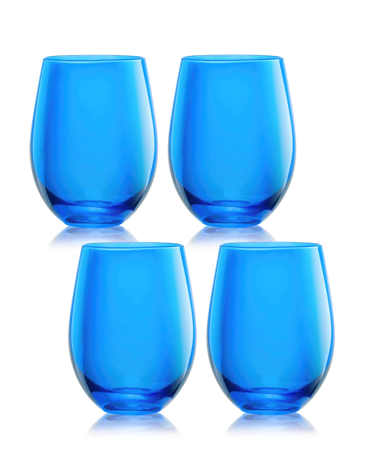 Qualia Glass Carnival Stemless 19 oz Wine Glasses, Set Of 4 In Blue