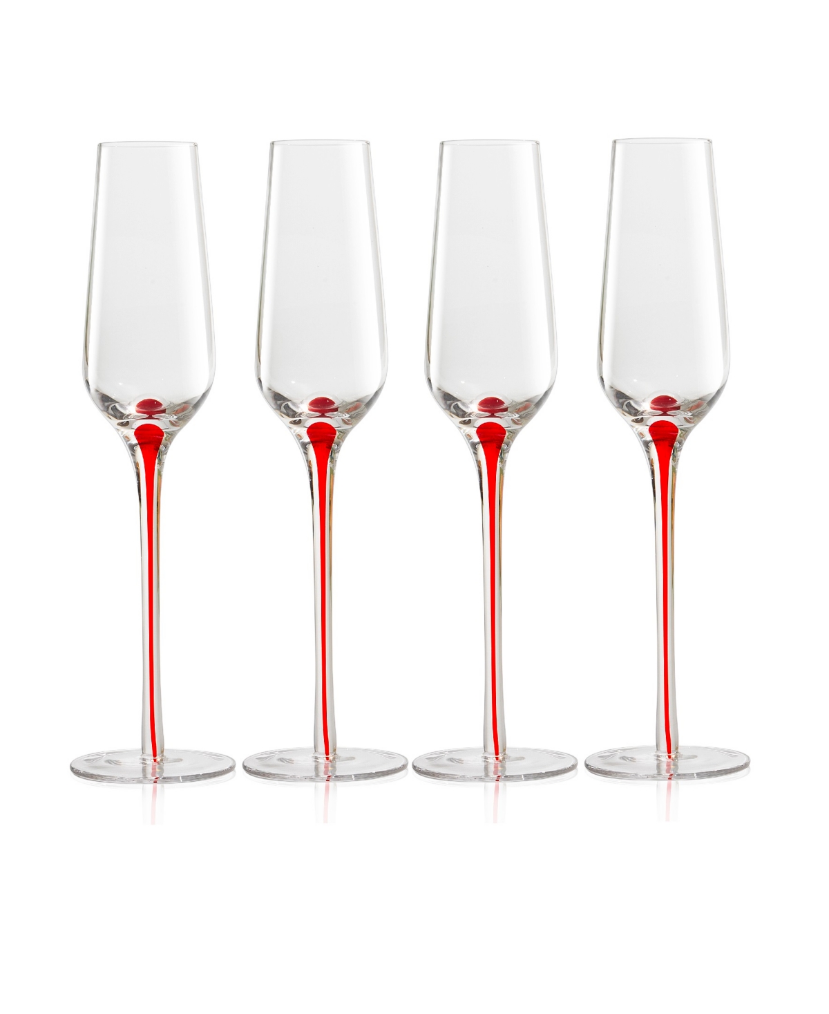 Qualia Glass Tempest Flutes, Set Of 4 - Red