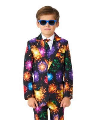 Big Boys Fireworks Button Closure Suit Set
