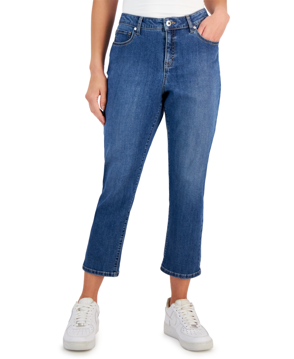 Petite Mid-rise Curvy Roll-cuff Capri Jeans, Created For Macy's In The End