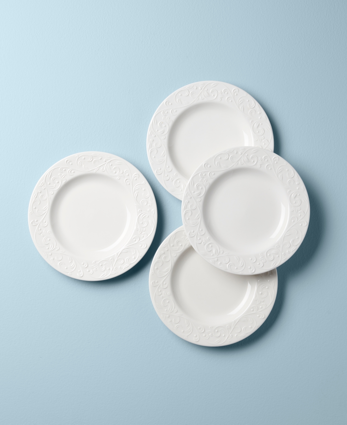 Lenox Opal Innocence Carved 4-piece Accent Plate Set In White