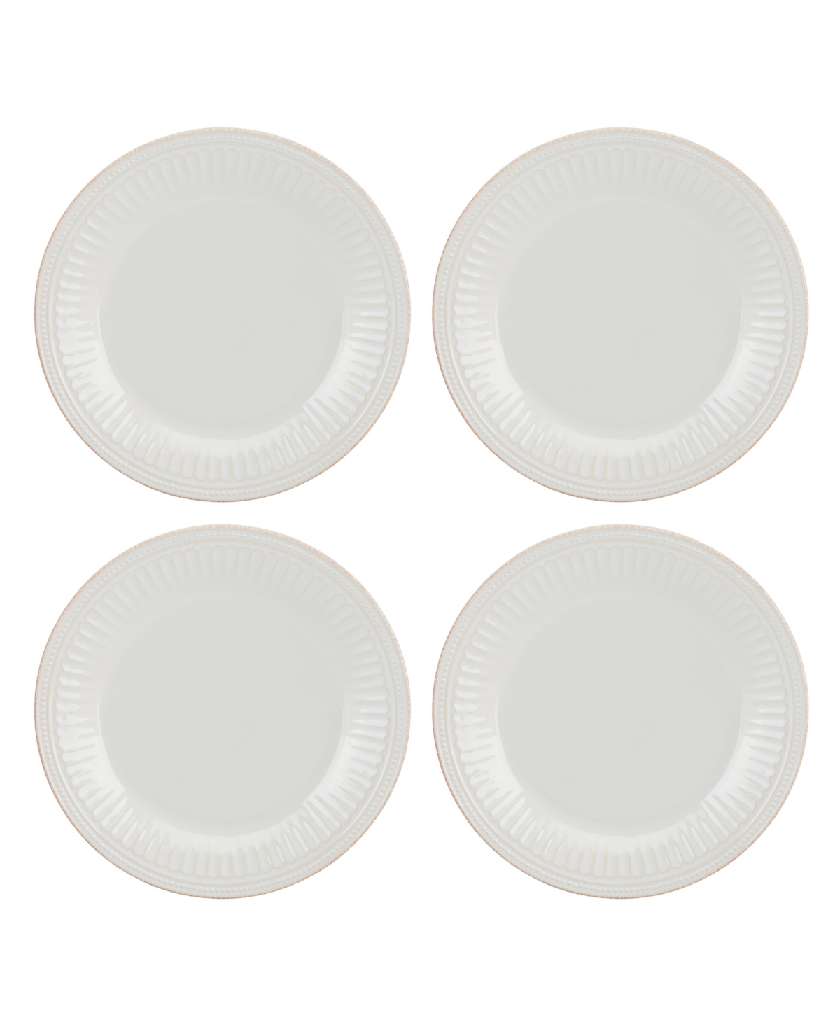 French Perle Groove Dinner Plates, Set Of 4 - White
