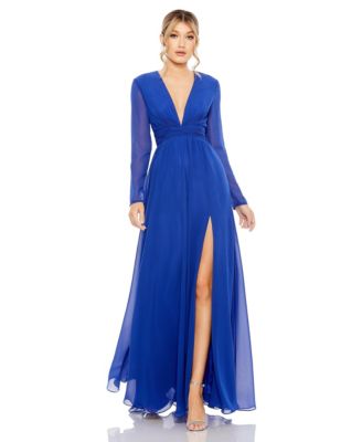 Women s Ieena V Neck Front Twist Long Sleeve Gown Macy s