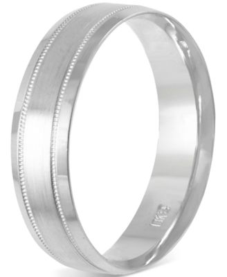 Men's Textured & Smooth Finish Band in 14k White Gold