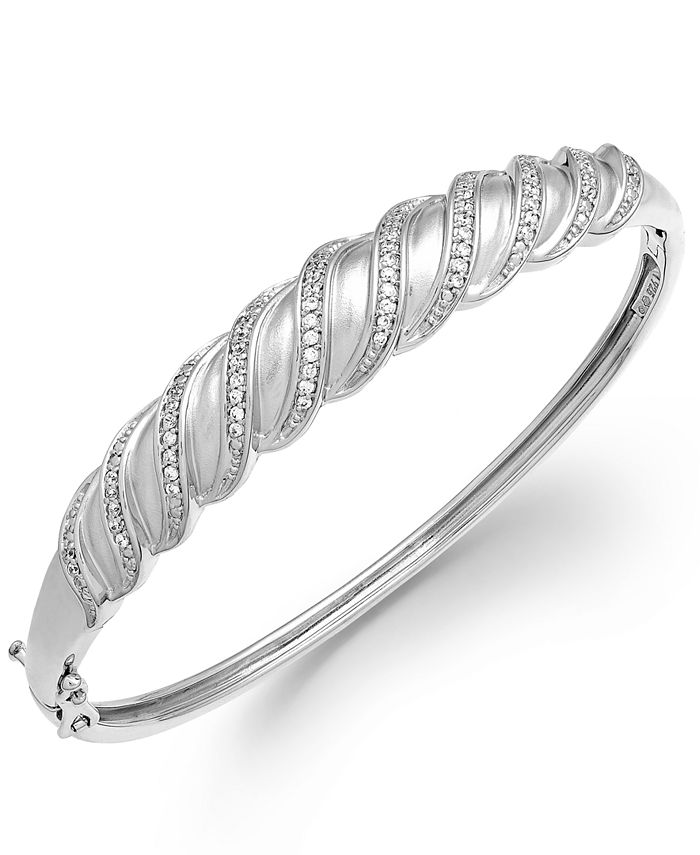 Macy's Diamond Swirl Bangle Bracelet in Sterling Silver (1/4 ct. t.w.) Macy's