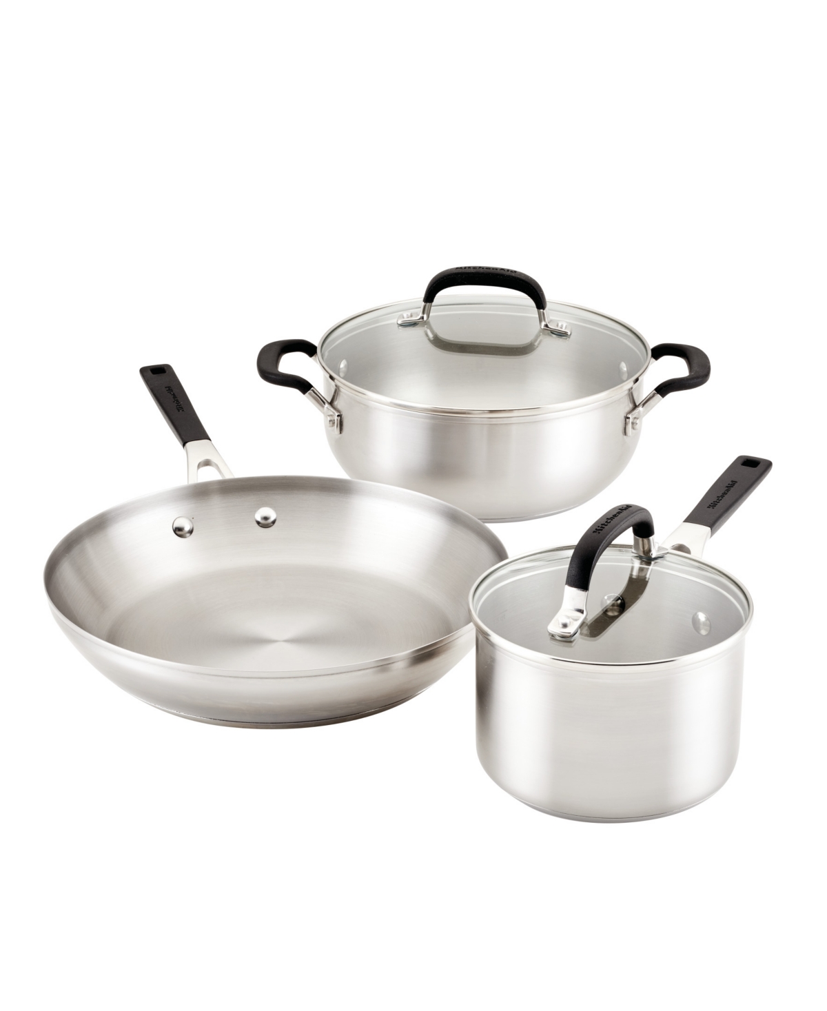 Kitchenaid Stainless Steel 5 Piece Cookware Set In Brushed Stainless Steel