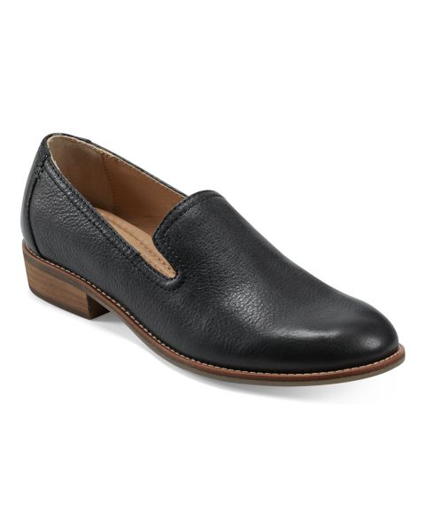 Женские туфли Earth Edna Flat Slip-On, цвет: Чёрный кожаный