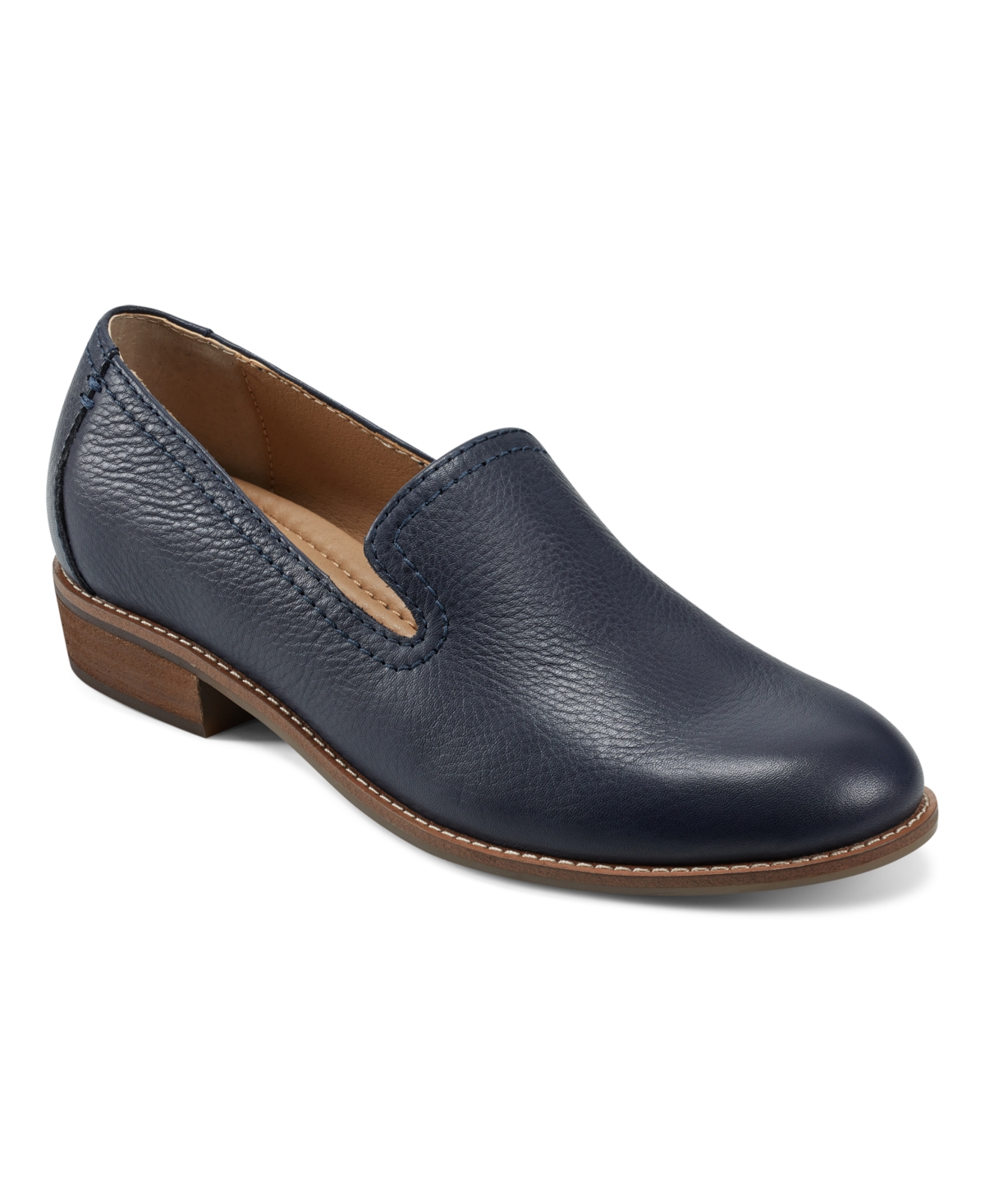 Shop Earth Women's Edna Round Toe Casual Slip-on Flat Loafers In Navy Leather