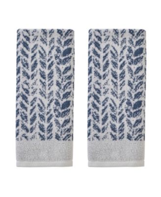 Skl Home Distressed Leaves Turkish Cotton Towel Bedding In Denim Blue